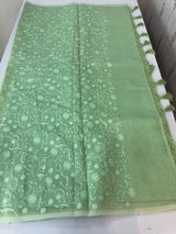 Moonga checks saree with embroidery MSH219 Pista