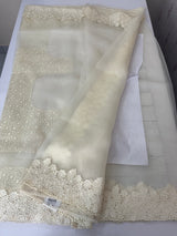Cutwork Kora Organza saree with full cutwork blouse-  MS14154 Offwhite