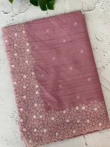 Semi tussar saree with embroidery MST121- Pink