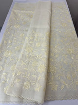 Moonga checks saree with Applique work  MSK766(1) -Ivory