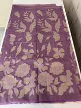 Semi organza saree with appliqué work - MSH906 DarkLavender