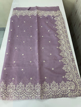 Soft Chanderi saree with  embroidery borders- MCK77 Lavender