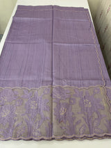Blended tussar saree with organza applique applique borders MTSS452 Lavender