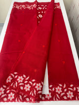 Kota Moonga checks Applique work saree  MSH141(3)- Red