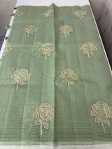 Kota Moonga checks saree with tissue applique work MMS431