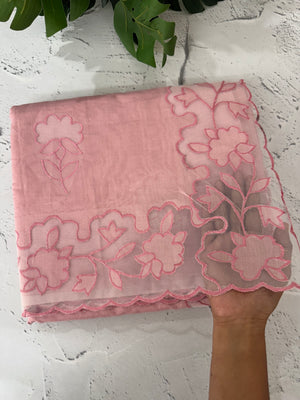 Mul chanderi saree with applique borders MSH111