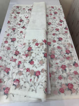 White Supernet saree with embroidery MSH153