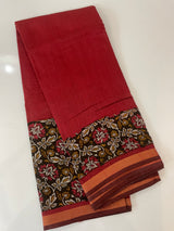 Soft semi Chanderi saree with zari border MS9871 Maroon & Black