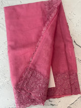 Soft Organza saree with embroidery sequins borders - MSH5778 Pink