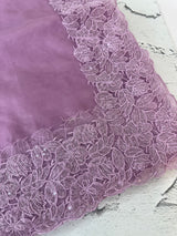 Soft Organza saree with embroidery sequins borders - MSH5778 Lavender