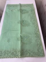 Moonga checks saree with Net Applique borders  MSH157 PistaGreen