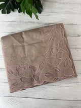 Moonga checks saree with Applique work borders  MSH149 (2)- Mushroom Brown