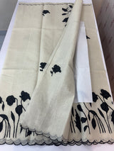 Tissue cotton applique work saree MS6743(2) Black
