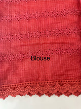 NetKota Hakoba saree with lace border MS6713- Reddish Peach