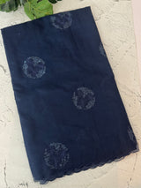 Organza saree with embroidery - MSH375 DarkBlue