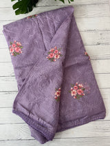 Soft kota checks saree with embroidery - SVPIRR Lavender