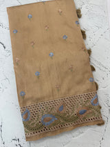 Cutwork Blended tussar saree MSH228 Chiku