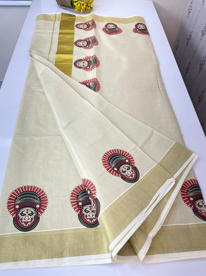 Kerala tissue saree - Theyyam Prints
