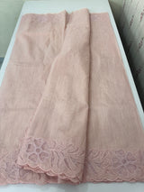 Khadi supernet applique work saree  MSH167 PastelPink
