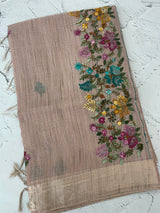 Soft Tissue linen Silk embriodery saree MS49876