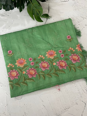 Art tussar saree with embroidery MST677