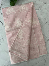 Premium Kota saree with chikankari inspired embroidery MS10303 PastelPink
