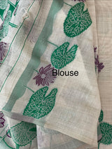 Jamdani silk Cotton Saree with lotus motifs MSJ790(5)