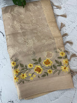 Tissue silk saree with embroidery MSH235