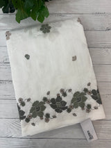 Crushed Blended tussar silk saree with cross stitch embroidery- MSB7979 White