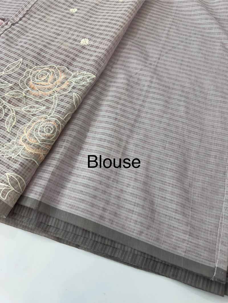 Applique and embroidery work 
 Kota Silk saree MSH118- DuskyLavender