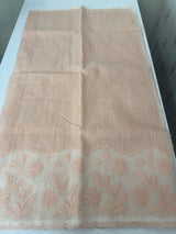 Khadi supernet saree with net applique borders MSH208 PastelPeach