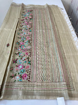 Handworked Blended tussar silk saree with handworked blouse MS90543