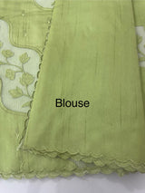 Blended Tussar silk saree with applique work- MSH225 PastelGreen