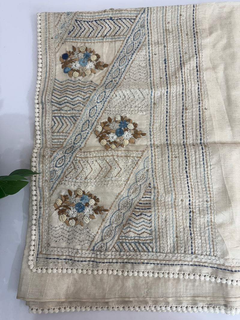 Handworked Blended tussar silk saree MS90543