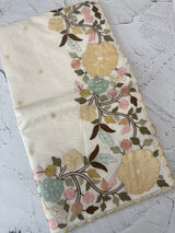 Chanderi cotton saree with embroidery borders - MSH4545 White