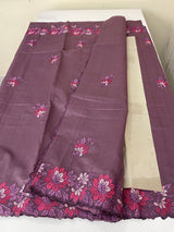 Crushed Blended tussar silk saree with embroidery- MSB7666 Mauve
