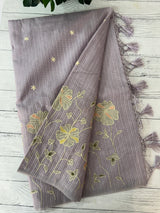 Applique and embroidery work 
 Kota Silk saree MSH118- DuskyLavender