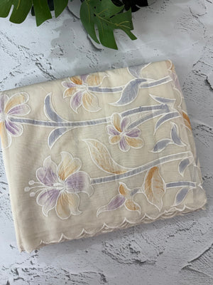 Soft mul chanderi saree with prints and embroidery MSH190(1) - Ivory