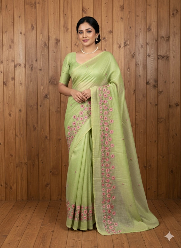 Soft kota checks saree with embroidery - SVPSNM m