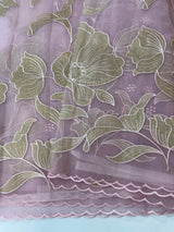 Organza saree with tissue applique work MS5081- Pink