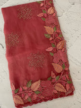Soft Organza-Chiffon saree with embroidery and cutdana work - MOS5786