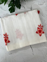Soft Netkota saree with embroidery MSH298(1) White to Red