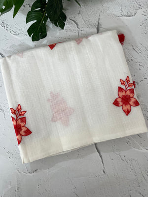 Soft Netkota saree with embroidery MSH298(1) White to Red