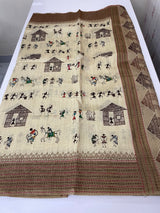 Kanta Handstitched Blended printed matka tussar silk saree MS15489