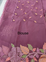 Soft Organza-Chiffon saree with embroidery and cutdana work - MOS5786