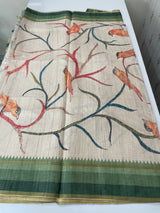 Soft Printed Blended matka tussar silk saree- MMT467