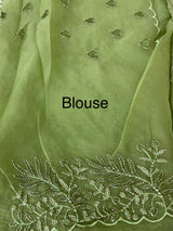 Soft Crush Organza-Chiffon saree with embroidery and cutdana work - MOS5785