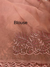 Soft Crush Organza-Chiffon saree with embroidery and cutdana work - MOS5785