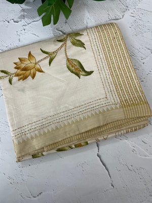 Kanta Handstitched Blended tussar silk saree MS15488
