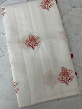 Soft Netkota saree with embroidery MSH298(3)White to Red